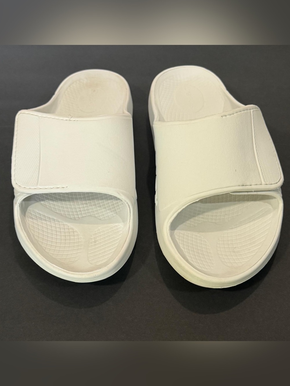 Oofos White Slide Sandals unisex